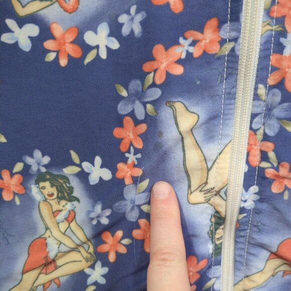 Clucky and Co Jacket Womens Small Floral Aloha Pin Up Girls All Over Print - Picture 3 of 14